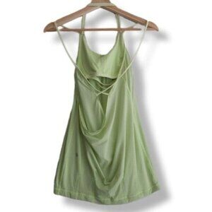 LULULEMON Neon Green Tank Top Draped Back Sz 4 Flawed